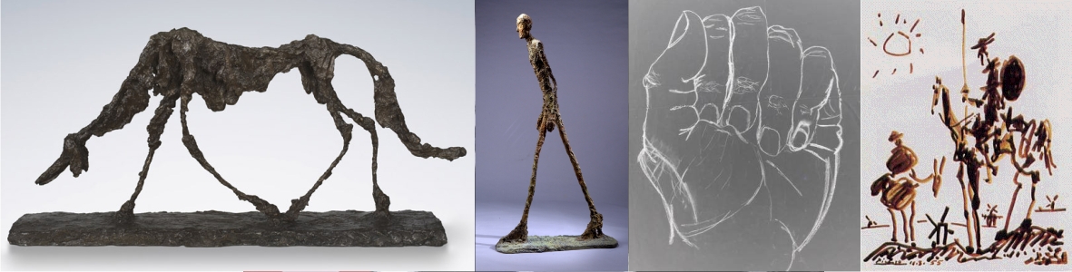 giacometti x 2, my hand, don quixote